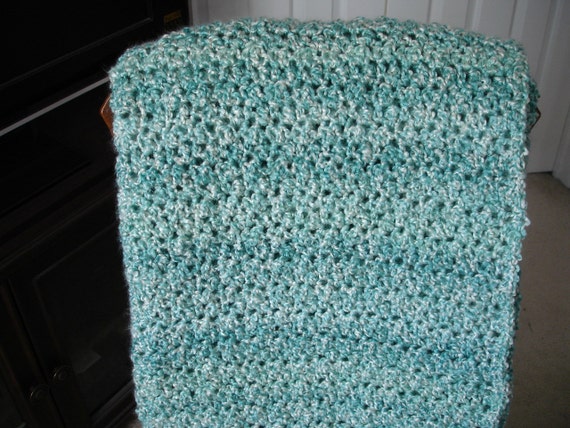 Seafoam Turquoise White Afghan Throw Blanket Sofa Throw Etsy