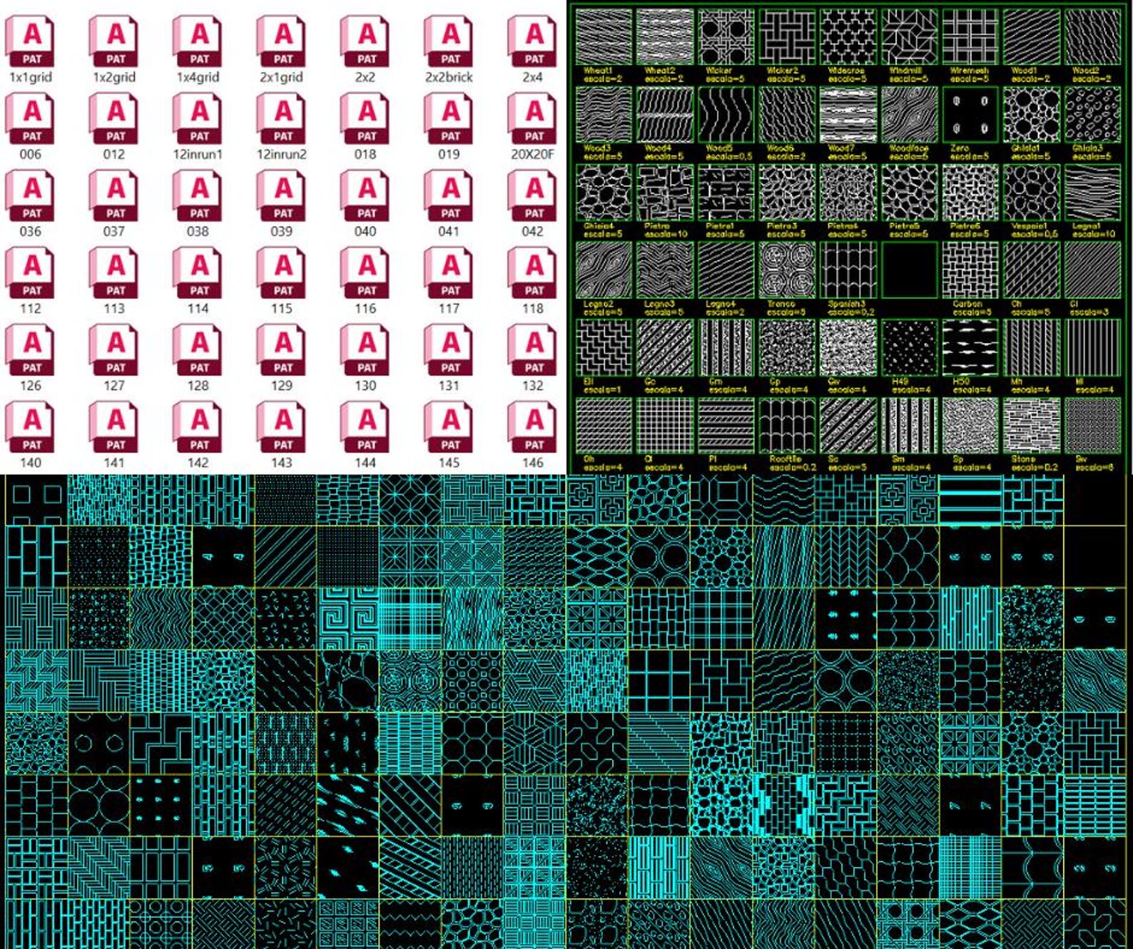 Autocad Hatch Patterns: 2960+ DWG & PAT Files (digital Download) - Etsy