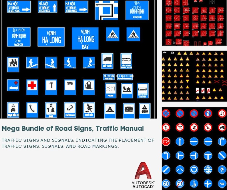 500+ Road Signs CAD Blocks: Autocad DWG Traffic Symbols - Etsy
