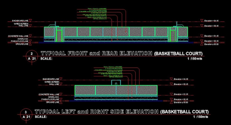 Basketball Court CAD Drawing | 2D Autocad DWG File - Etsy