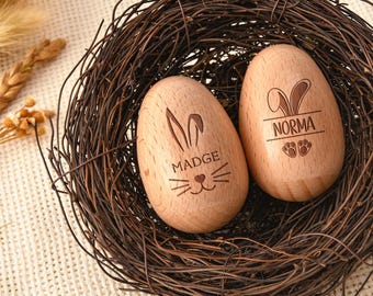 Personalized Musical Wooden Easter Egg Shakers, Engraved Baby Egg, Custom Wood Egg, My 1st Easter, Sensory Egg Wood, Easter Gifts