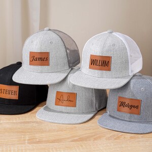 Personalized Leather Patch Snapback Hat,Custom Baby,Infant,Toddler,Kids And Adult Snapback Hat,Kids Baseball Hat With Name,Gift For Dad&Baby