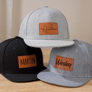 Personalized Leather Patch Snapback Hat,Kids Baseball Hat With Name,Custom Baby,Infant,Father's Day Gift,Toddler,Kids And Adult Snapback Hat
