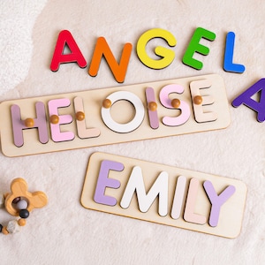 Custom Name Puzzle With Pegs, Personalized Wooden Name Puzzle, Toddler Gift, Baby Name Puzzle, Baby Toys, 1st Birthday Gift, Baby Shower