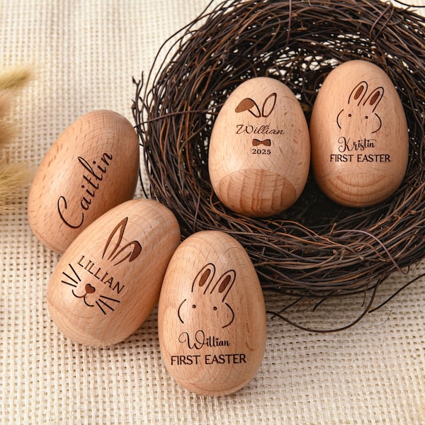Personalized wooden musical egg, Musical Wooden Easter Egg Shakers, Custom Easter Gift, Kids Musical Instrument, Baby First Easter