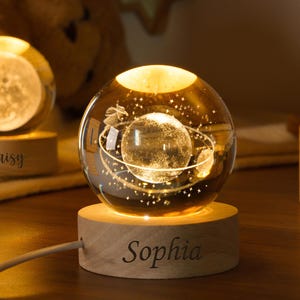 Custom Name Night Light, Solar System & Moon Night Light, Crystal Ball Night Light, Baby Shower Gift, Birthday Gift, Kids Nursery Decor