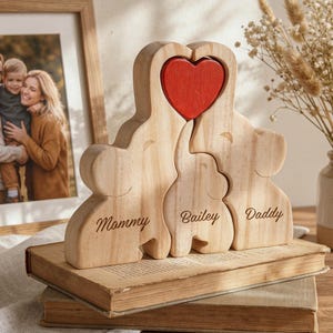 Personalized Elephant Family Puzzle, Engraved Name Wooden Animal Figurine, Mother's Day Gifts, New Mom Keepsake, Family Home Decor 4.8 (628)