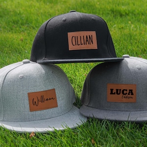 Personalized Leather Patch Snapback Hat,Kids Baseball Hat With Name,Custom Baby,Infant,Toddler,Kids And Adult Snapback Hat,Father&#39;s Day Gift