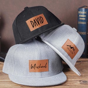 Personalized Leather Patch Snapback Hat,Custom Baby,Infant,Toddler,Kids And Adult Snapback Hat,Kids Baseball Hat With Name,Gift For Dad&Baby