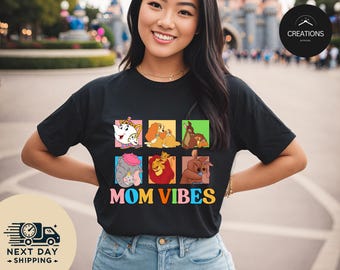 Retro Disney Character Mom Vibes Shirt,Duchess, Perdita, Mrs. Potts, Helen Parr, Mrs. Jumbo T-shirt, Disney Mom Shirt, Disneyland Mom Shirt