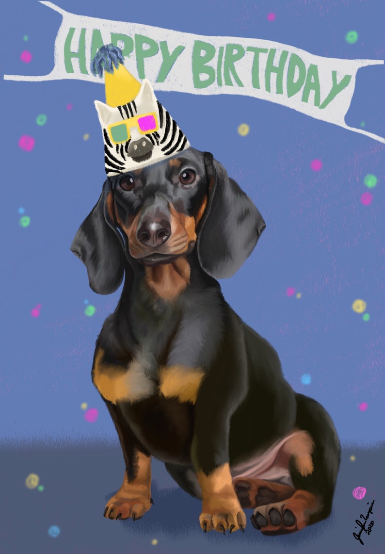 Dachshund Birthday Card Dachshund Gift Dog Birthday Card