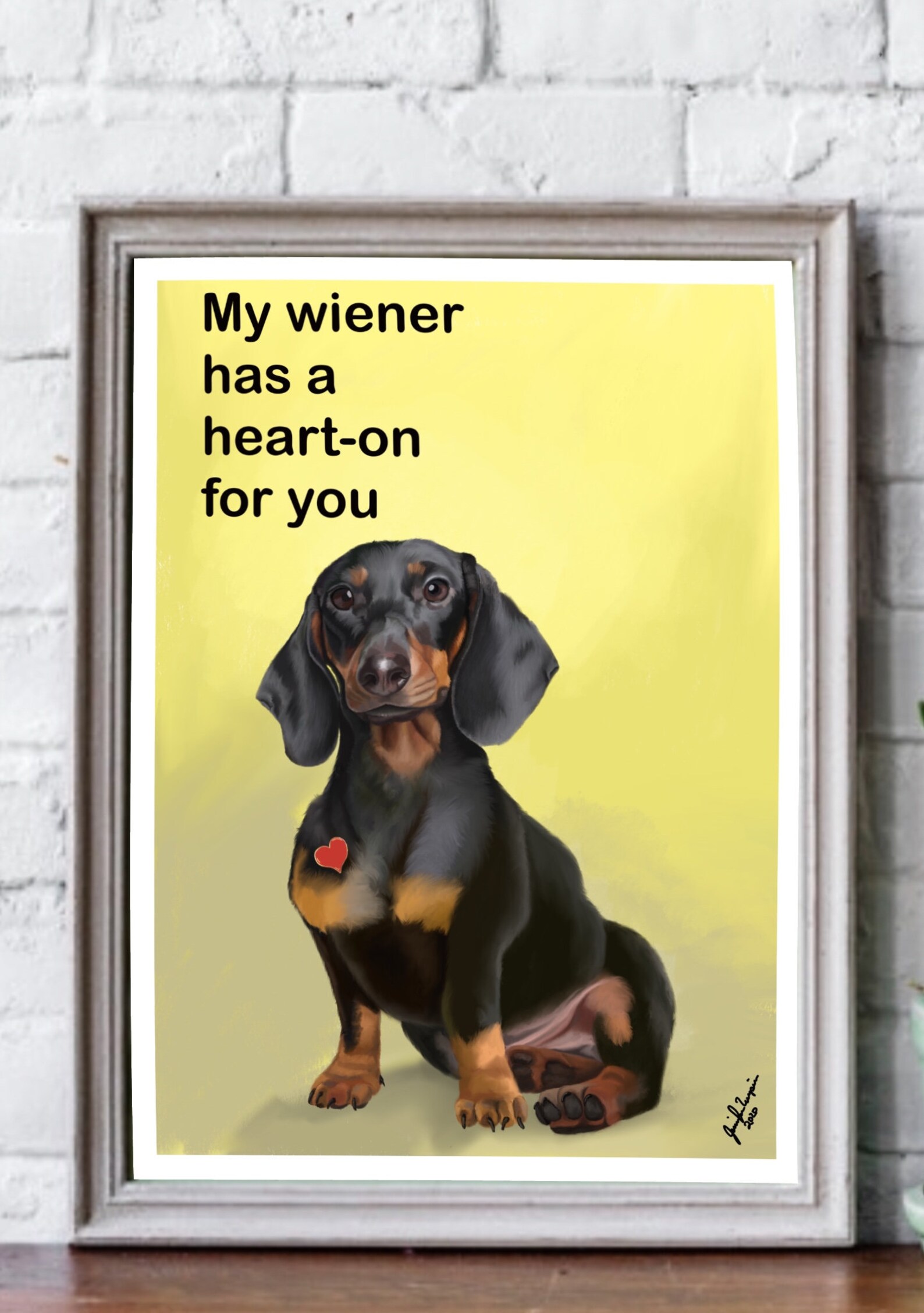 Dachshund Valentines Card Wiener Dog Art Funny Adult Card | Etsy