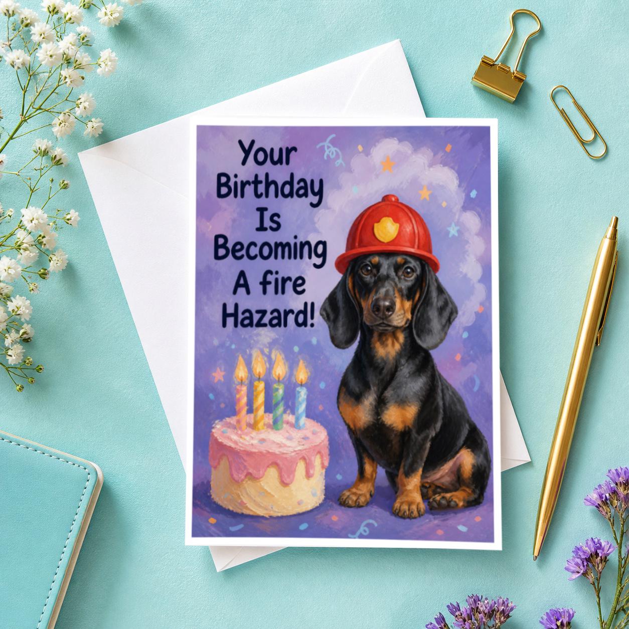 Funny Dachshund Birthday Card: Fire Hazard Wiener Dog - Etsy