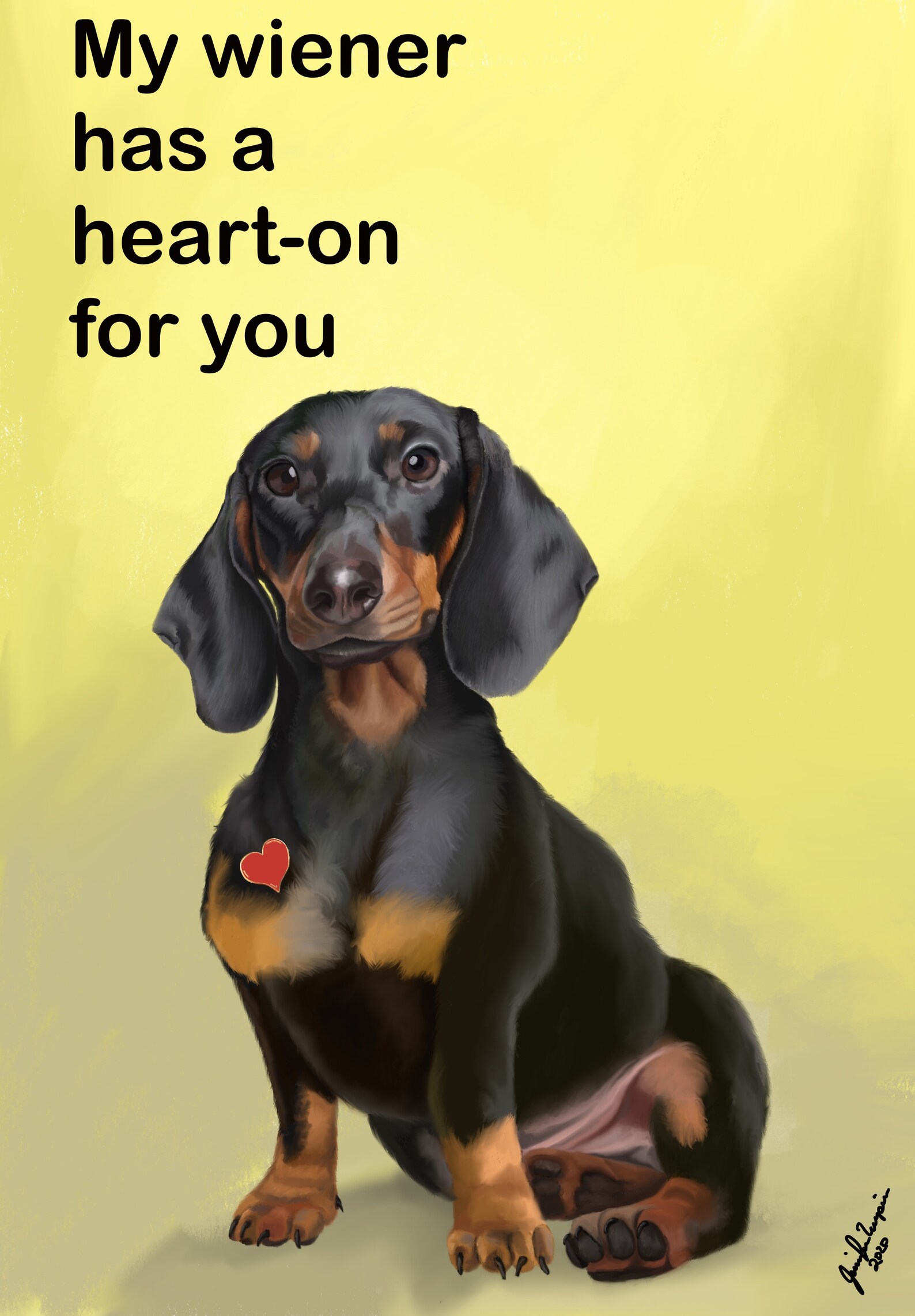 Dachshund Valentines Card Wiener Dog Art Funny Adult Card | Etsy
