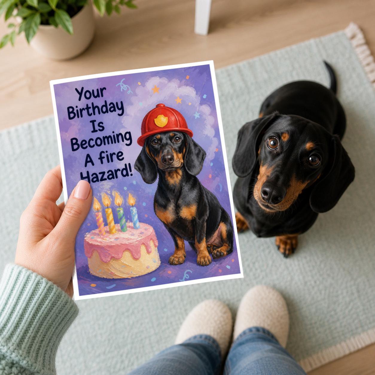 Funny Dachshund Birthday Card: Fire Hazard Wiener Dog - Etsy