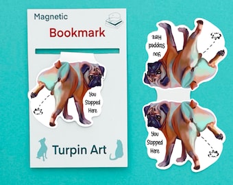 Funny Pug Magnetic Bookmark: 'You Stopped Here' Quote, Dog Lover Gift