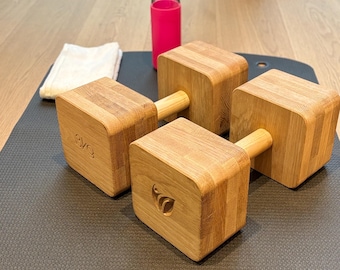 3kg pair of solid Oak Wooden Dumbbells