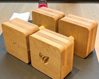 Par de mancuernas de madera maciza de roble de 5 kg