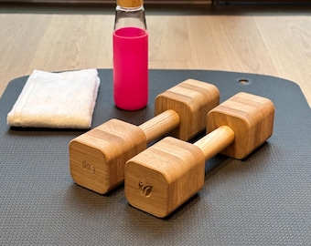 1kg pair of solid Oak Wooden Dumbbells