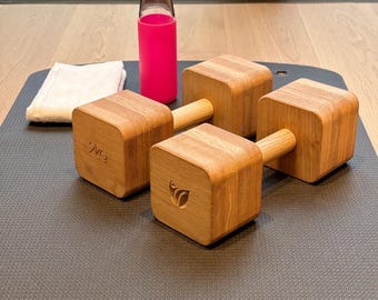 Par de mancuernas de madera maciza de roble de 2 kg