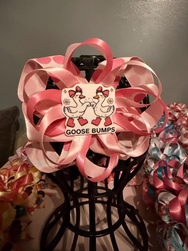 Silly Goose Hair Bow: Pink Glitter Ribbon, Toddler Girl - Etsy