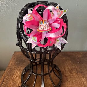 Happy Birthday hairbows hot cross style. Baby hairbows Birthday party bows party hairbows party bows toddlers girls birthday bows