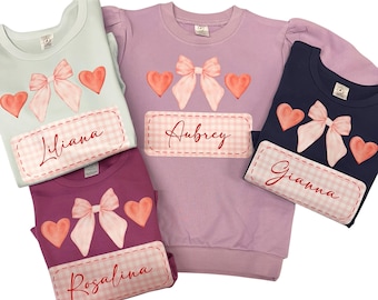 Mädchen Valentinstag Shirt, personalisierte Valentinstag Shirt, Herz Shirt, Mädchen Valentinstag Shirt mit Monogramm