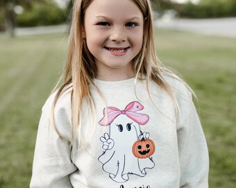 Girls Halloween shirt, Girls Halloween Sweatshirt, Boy halloween shirt, matching sibling halloween shirt, ghost shirt