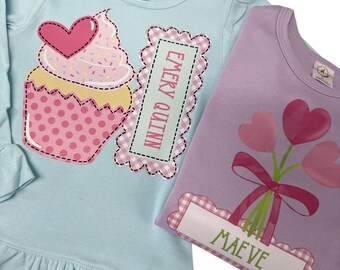 Mädchen Valentinstag Shirt, personalisierte Valentinstag Shirt, Herz Shirt, Mädchen Valentinstag Shirt mit Monogramm