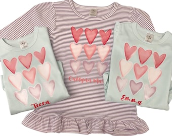 Mädchen Valentinstag Shirt, personalisierte Valentinstag Shirt, Herz Shirt, Mädchen Valentinstag Shirt mit Monogramm