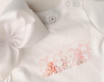 My First Christmas outfit, baby girl My first Christmas outfit, pink, newborn Christmas outfit, baby girl, Christmas gift