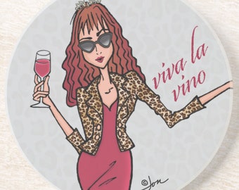 Coaster - Viva la Vino Sandstone Coaster by LauriJon™ Design Studio