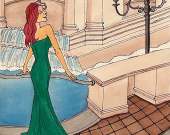 Rome Trevi Fountain Women Of Travel Rome Original Watercolor Woman by LauriJon™ Design Studio