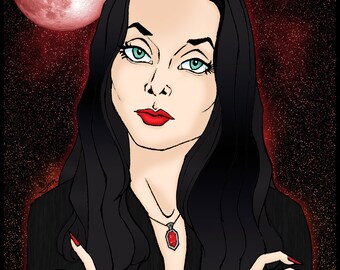 Queen of Halloween Morticia PRINT by LauriJon™ Studio City