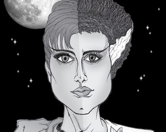 Bride of Frankenstein /Mary Shelley Halloween PRINT by LauriJon™ Studio City
