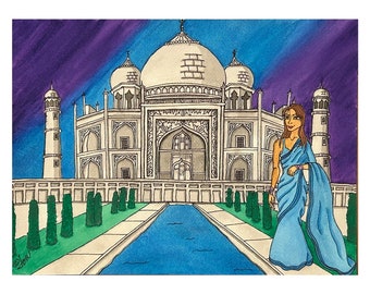 India Taj Mahal Women Of Travel Arga India Taj Mahal Limited Edition Print one print only (X of 26-50) by LauriJon™ Design Studio