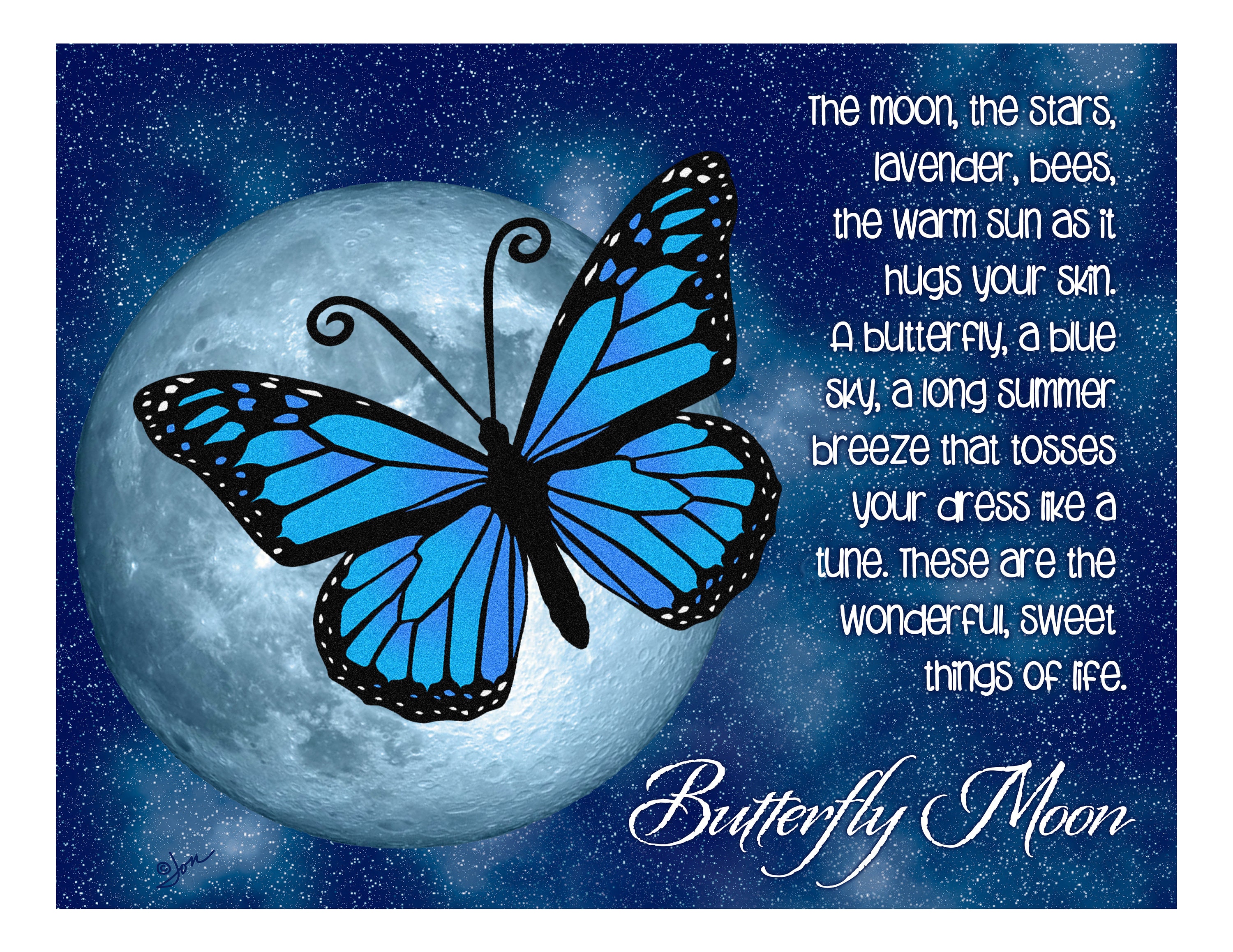 Butterfly Moon Poem 8x10print by Laurijon Studio City™ Etsy