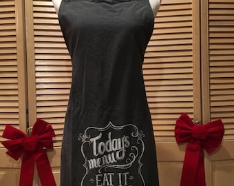 Upcycled Lily & Val Today's Menu Chalkboard Towel Adult Apron by Pomegranate Diva™ LauriJon™ Studio City