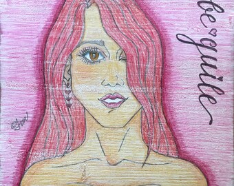 BeGuile Be Guile Women 10x10" color pencil on white wash wood by LauriJon™ Design Studio