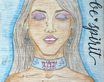 BeSpirit Be Spirit Women 10x10" color pencil on white wash wood by LauriJon™ Design Studio