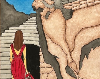 Condor Temple Machu Picchu Peru Women Of Travel Machu Picchu Original Watercolor Woman by LauriJon™ Design Studio