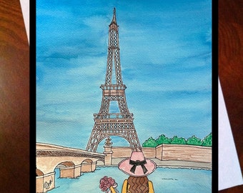 Eiffel Tower Paris Women Of Travel Paris Greeting Card by LauriJon™ Design Studio