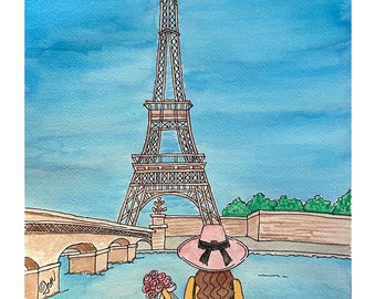 Eiffel Tower Paris Women Of Travel Paris Limited Edition Print one print only (x of 26-50) by LauriJon™ Design Studio