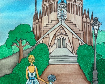 Barcelona Spain Sagrada Familia Women Of Travel Barcelona Original Watercolor Woman by LauriJon™ Design Studio