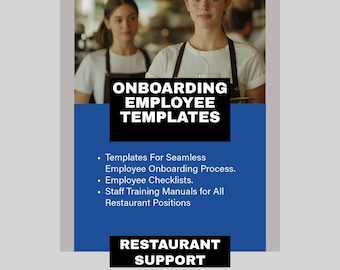 Manuales de capacitación para personal de restaurantes, paquete de incorporación, documentos de Word (descarga digital)