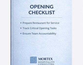 Plantilla de lista de verificación para la apertura de restaurantes / Procedimiento diario de apertura / Herramienta de responsabilidad del equipo / PDF + Word / Descarga instantánea