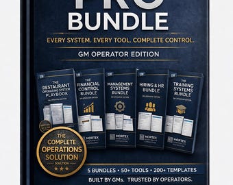 Paquete PRO para restaurantes / Sistema operativo completo / Manual de procedimientos + Kit de herramientas maestro / Capacitación en costos de alimentos y mano de obra para la contratación