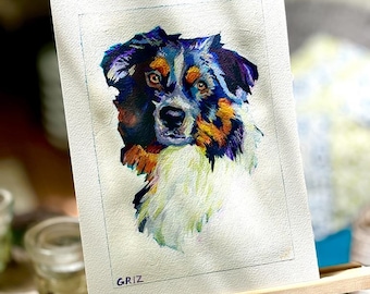 Pintura de retrato de mascota hecha a mano: arte gouache colorido y personalizado para mascotas, perros, gatos, obsequio conmemorativo para mascotas
