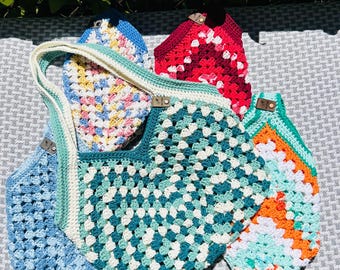 Granny Rocco Tote Bag, 100% Cotton Yarn, Shoulder Bag