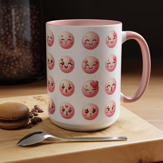 Cute Kawaii Emoji Coffee Mug, Fun Drinkware for Teenagers, Gift for Friends, Cute Kitchen Decor, Unique Fun Mug